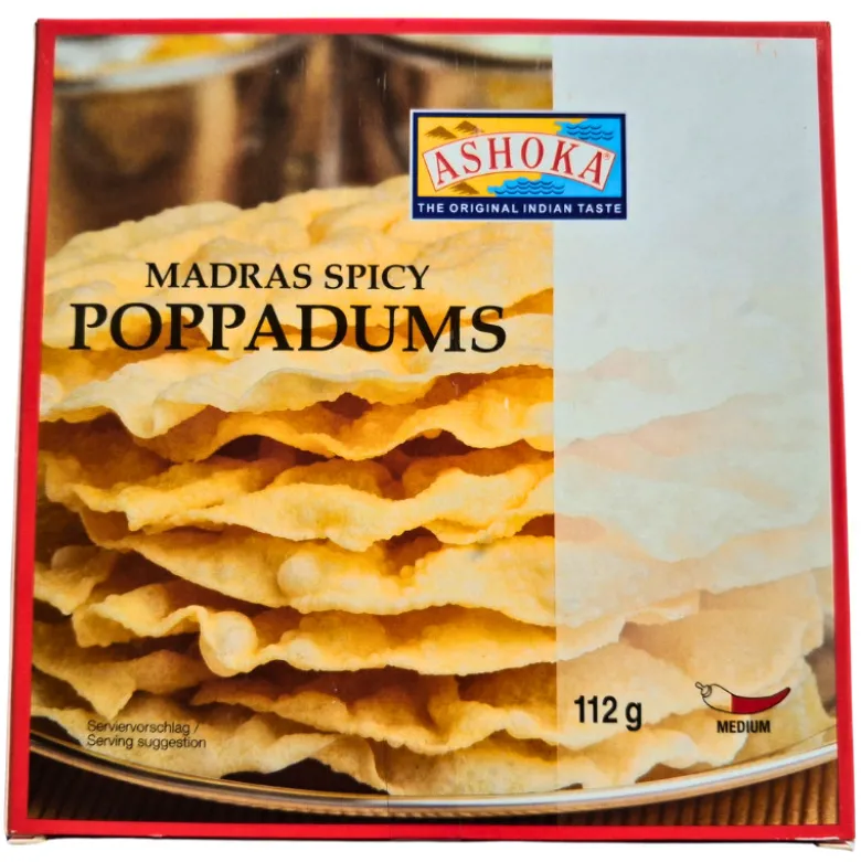Ashoka Madras Spicy Poppadums 112g