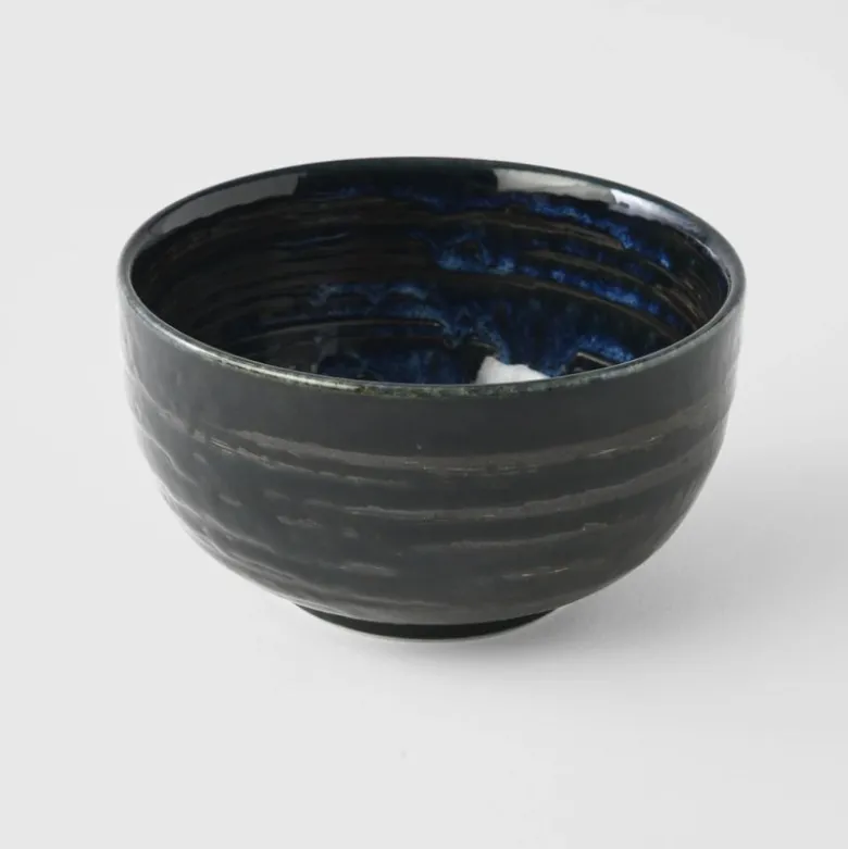 Japansk Keramik Chawan Matcha Skål 13cm Blå Kobber Hvirvel