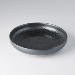 Japansk Keramik Høj Tallerken 22cm Black Pearl