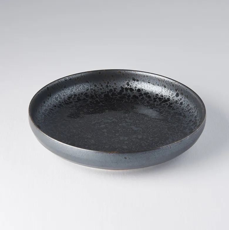 Japansk Keramik Høj Tallerken 22cm Black Pearl