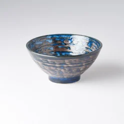 Japansk Keramik Skål 16cm Blå Kobber Hvirvel