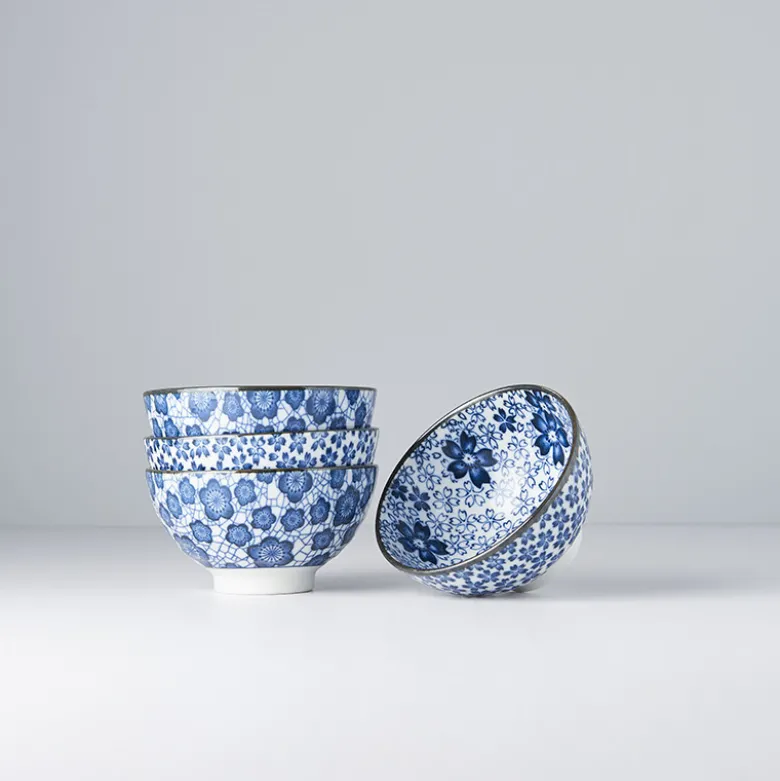 Japansk Keramik Sæt 4 Skåle 12cm Sakura & Ume