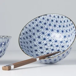 Japansk Keramik Sæt 2 Skåle Med Spisepinde 15cm Hoshi