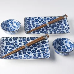 Japansk Keramik Sushi Sæt med Spisepinde Ume