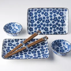 Japansk Keramik Sushi Sæt med Spisepinde Ume