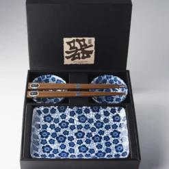 Japansk Keramik Sushi Sæt med Spisepinde Ume