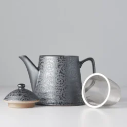 Japansk Keramik Tekande 400ml Black Scroll