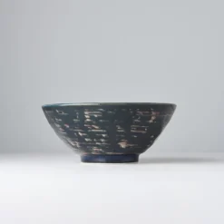 Japansk Keramik Udon Skål 20cm Blå Kobber Hvirvel