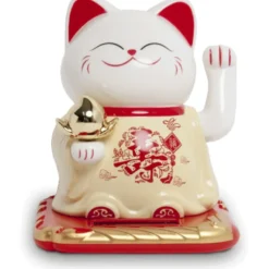 Maneki Neko Vinkekat/Lykkekat Solcelle 10,5cm