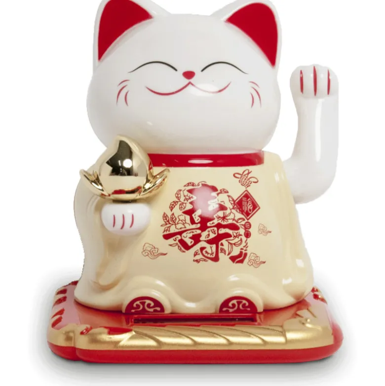 Maneki Neko Vinkekat/Lykkekat Solcelle 10,5cm