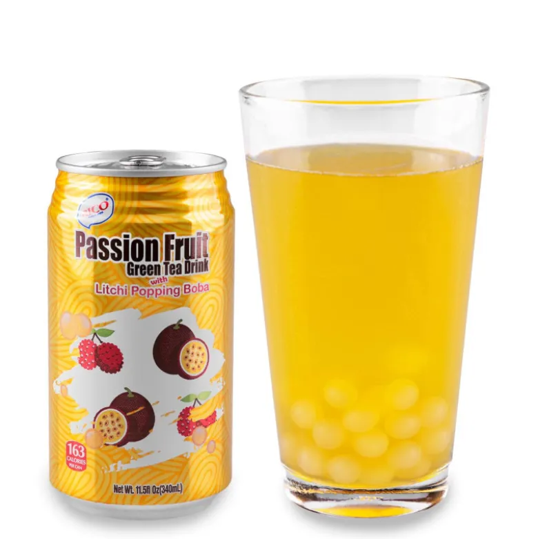 Rico Passion Fruit Green Tea Litchi Popping Boba 340ml