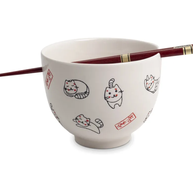 Soba Skål Happy Cat Med Spisepinde