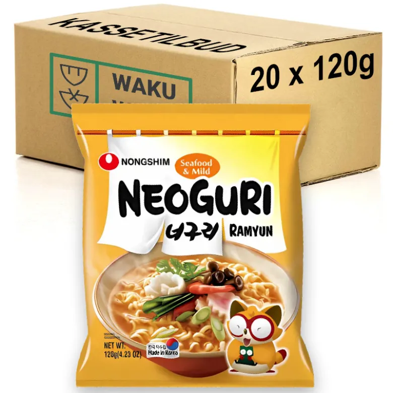 STOP MADSPILD (BEDST FØR 25/03/26) - KASSETILBUD (20 stk.) - Nongshim Neoguri Mild Seafood Ramyun Instant Nudler