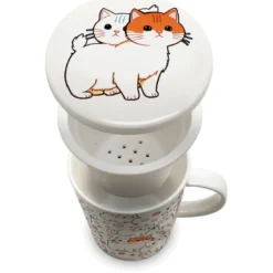 Te Kop Med Filter og Låg - Katte Motiv