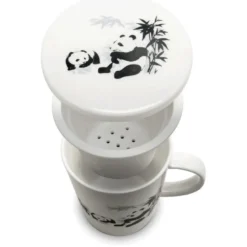 Te Kop Med Filter og Låg - Panda Motiv