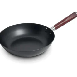 Wok Pande Deluxe Carbon Stål Flad Bund 30cm